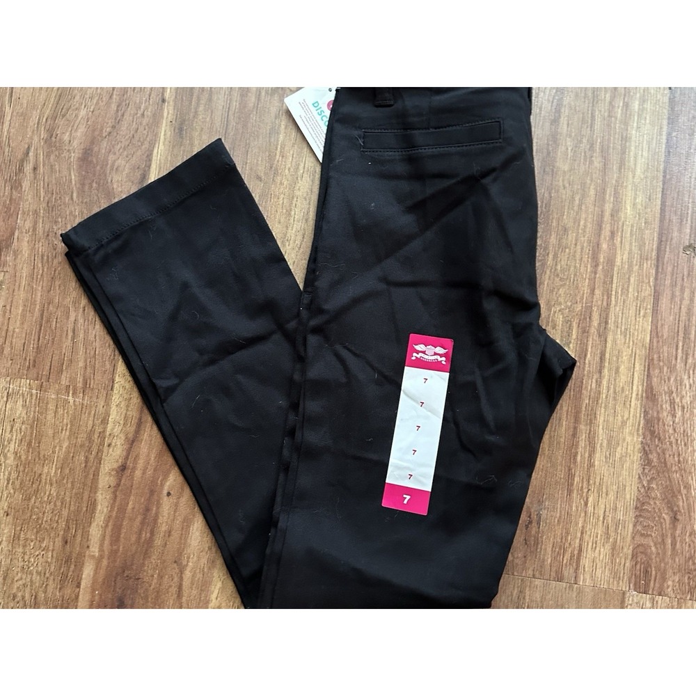 NWT! All Uniform Wear Flat Front Kids Girls Straight Leg Black